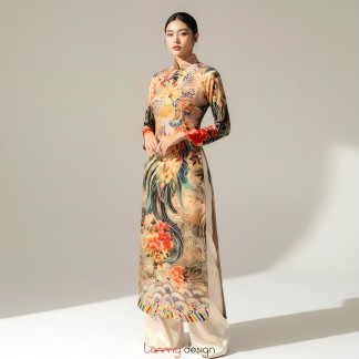 Áo dài gấm dày in, đính đá công phượng M